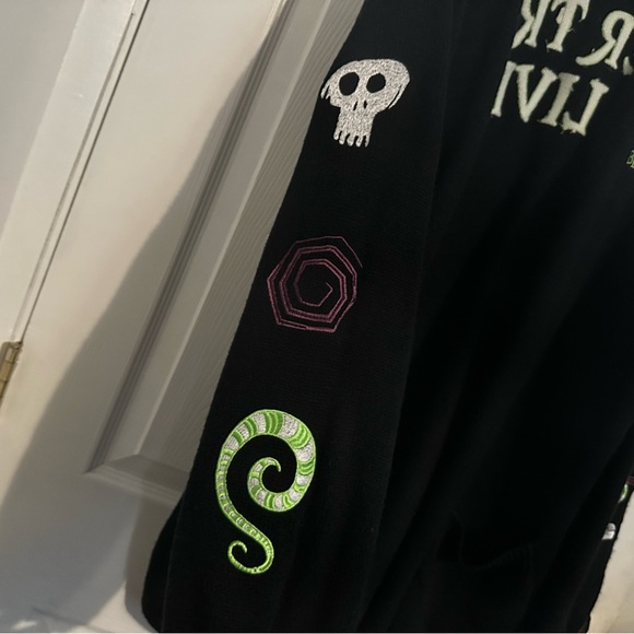 Beetlejuice Black Embroidered Open-Front Cardigan - Picture 4 of 8